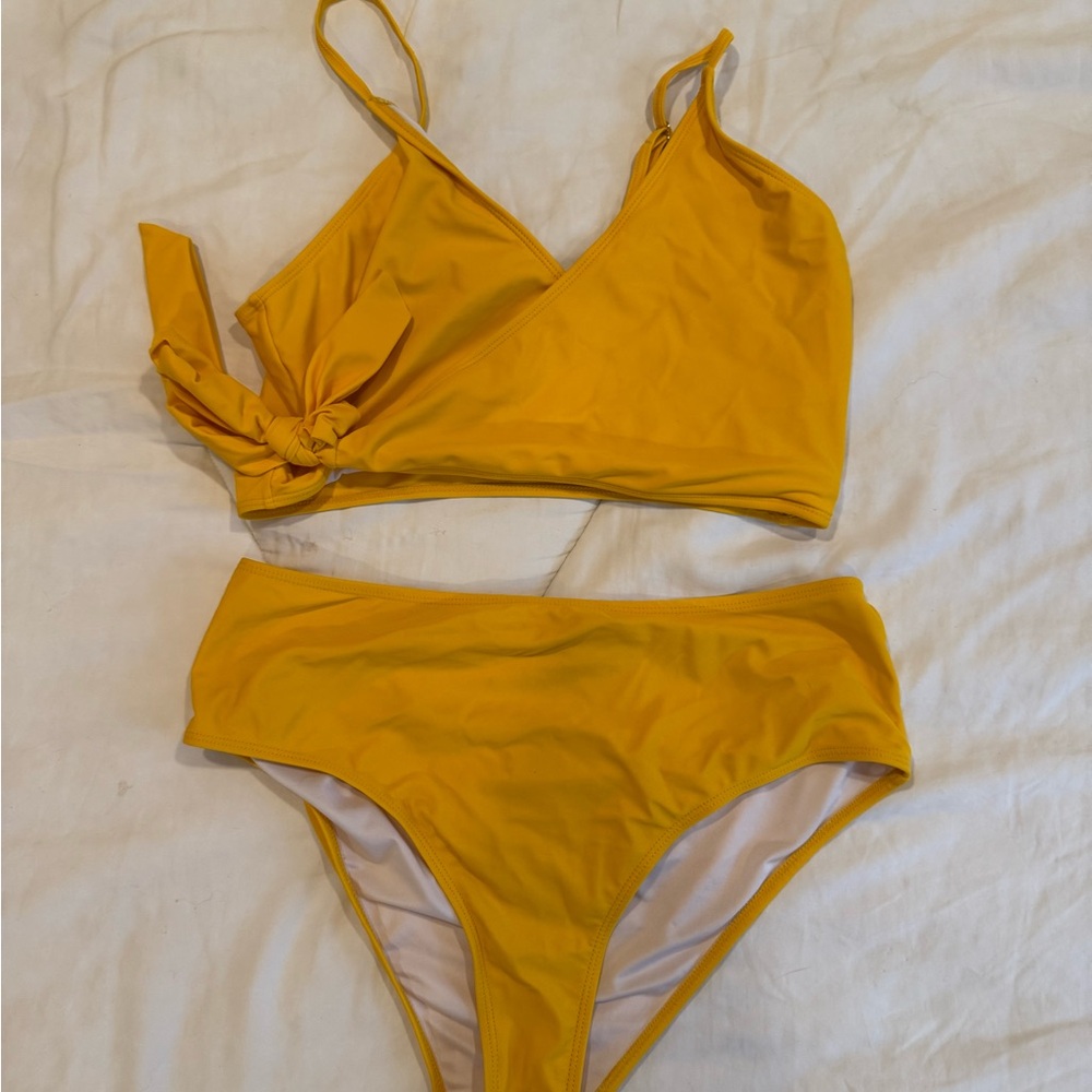 Yellow Wrap Bikini Set